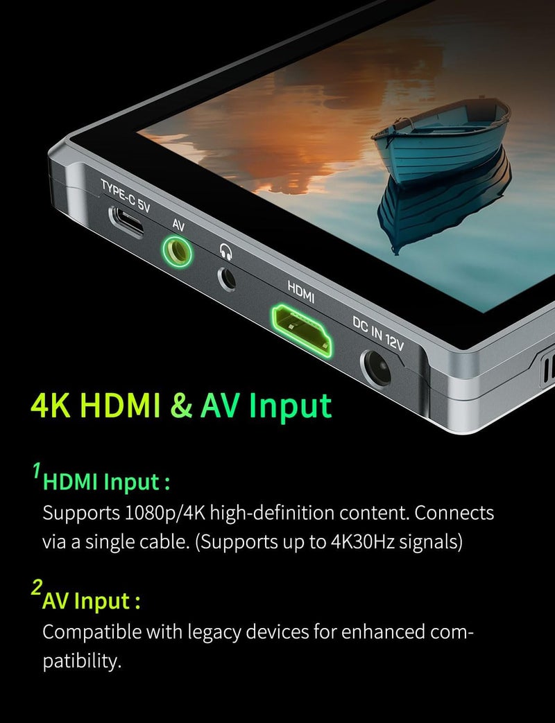 Feelworld FW759PRO 7 Inch Touchscreen Camera Monitor 4K HDMI Video Field Monitor with F550 Battery for DSLR 400nit HD 1280x800 Waveform Monitoring - Image 4